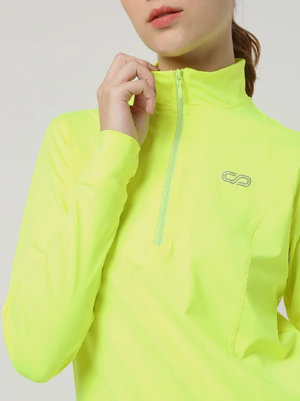 Women's Ath Runner Zip Neck Safety Yellow