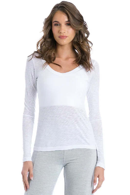 Basic Sexy Long Sleeve V-Neck Slub T