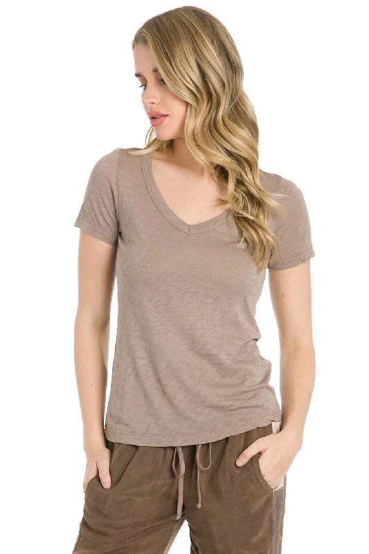 Basic Sexy V-Neck Slub T