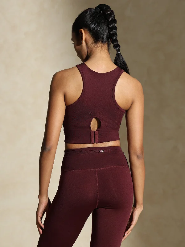 Keyhole Back Crop Top with Clasp Plum