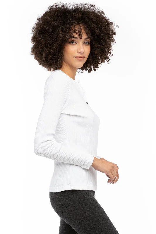 Ribbed Long Sleeve Henley T