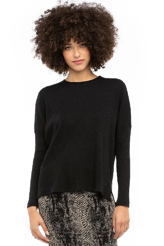 Long Sleeve Ribbed Hi-Lo Slouchy Pullover