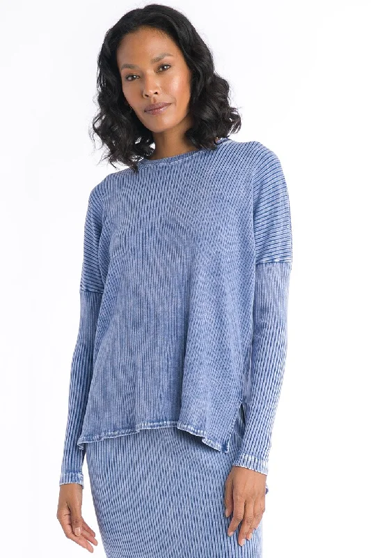 Long Sleeve Ribbed Hi-Lo Slouchy Pullover