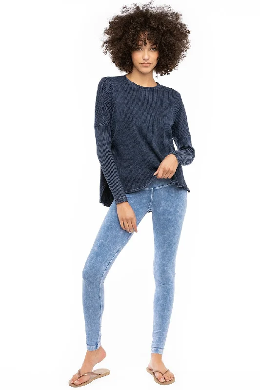 Long Sleeve Ribbed Hi-Lo Slouchy Pullover