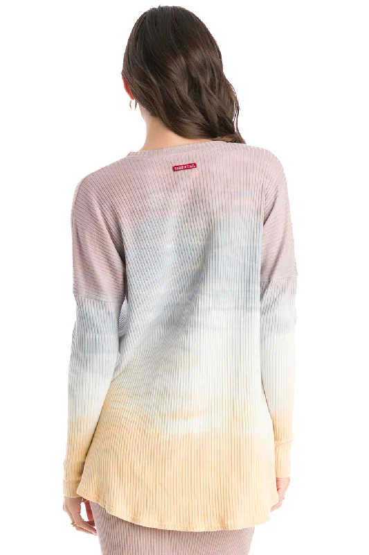 Long Sleeve Ribbed Hi-Lo Slouchy Pullover