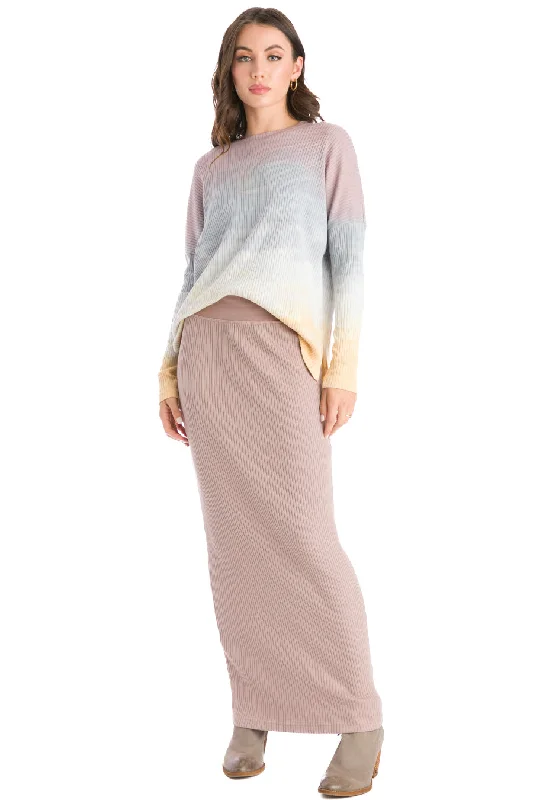 Long Sleeve Ribbed Hi-Lo Slouchy Pullover