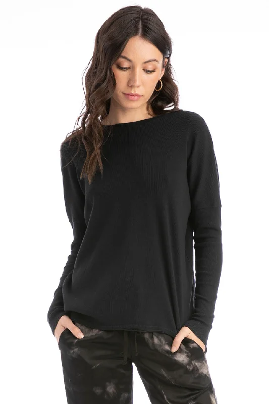 Long Sleeve Float Hem Ribbed T