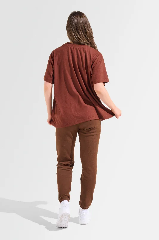 Statement Oversized Tee - Brown