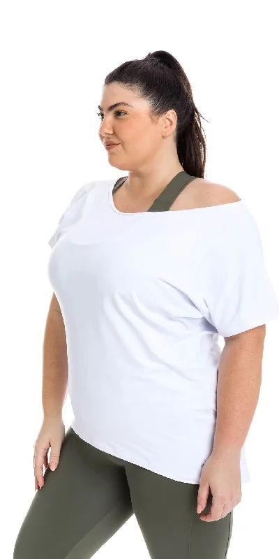 White Off The Shoulder Short Sleeve Tee