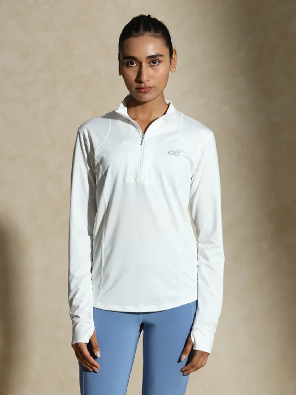 Women's Ath Runner Zip Neck White