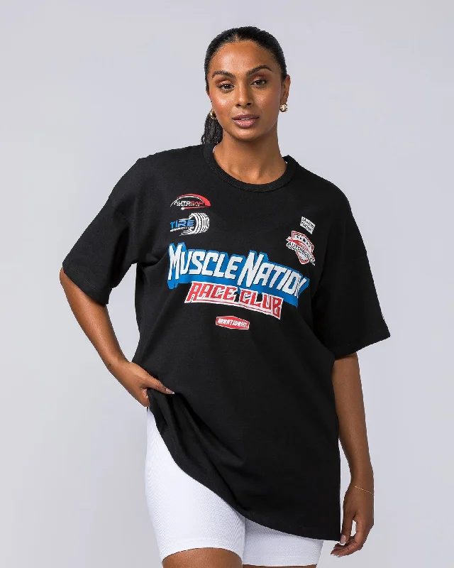 Womens Moto Oversized Heavy Tee - Black