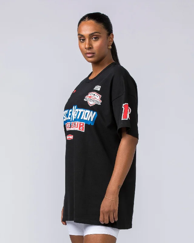 Womens Moto Oversized Heavy Tee - Black