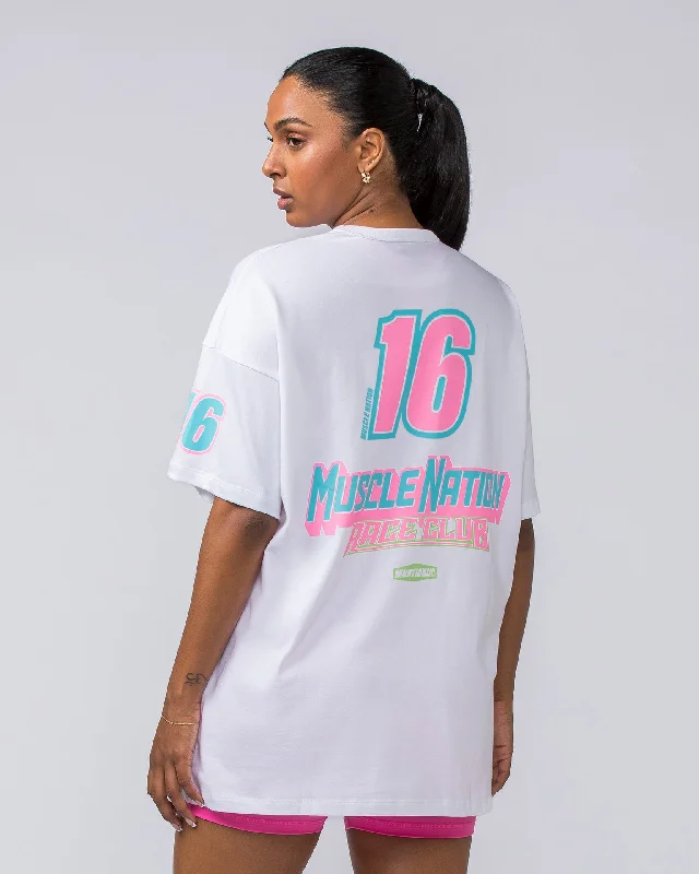 Womens Moto Oversized Tee - White