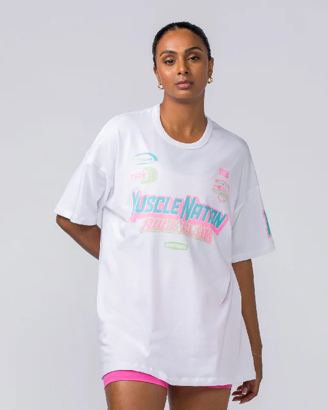 Womens Moto Oversized Tee - White