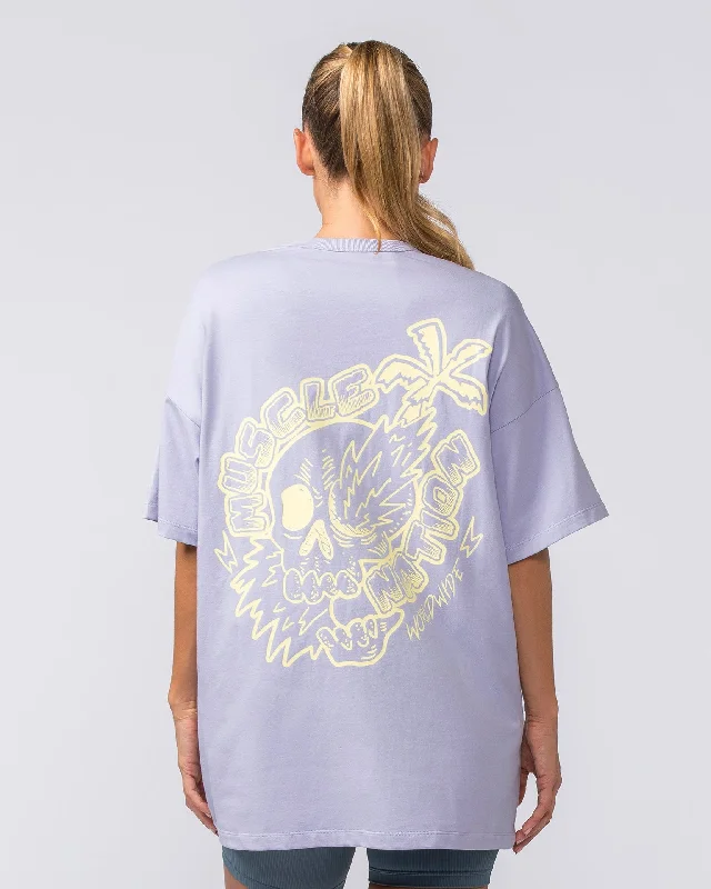 Womens Palmy Days Oversized Tee - Pale Purple