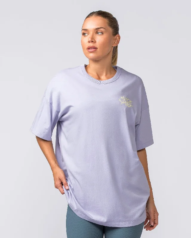 Womens Palmy Days Oversized Tee - Pale Purple