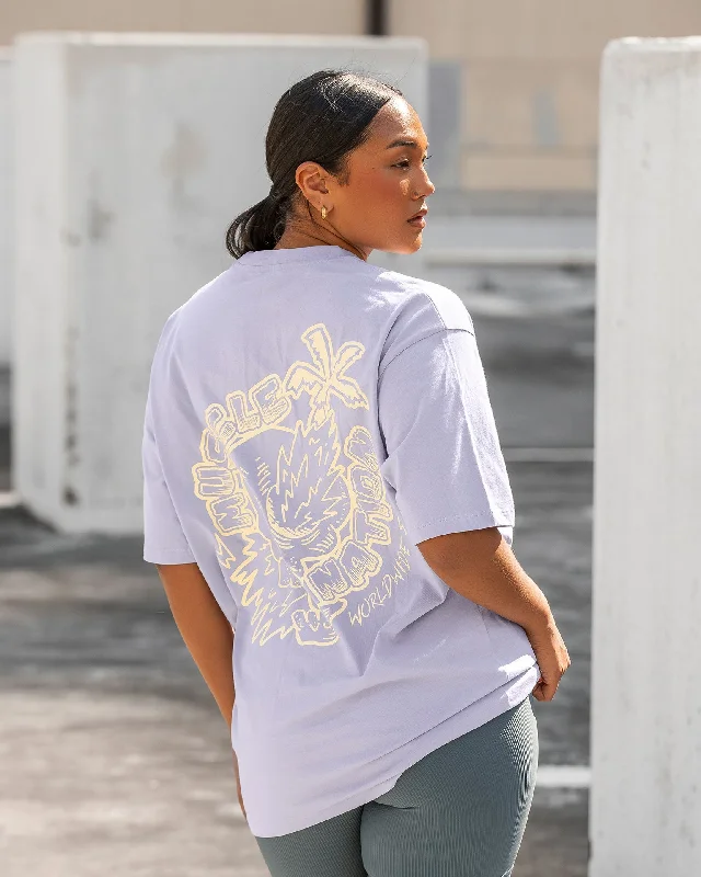 Womens Palmy Days Oversized Tee - Pale Purple