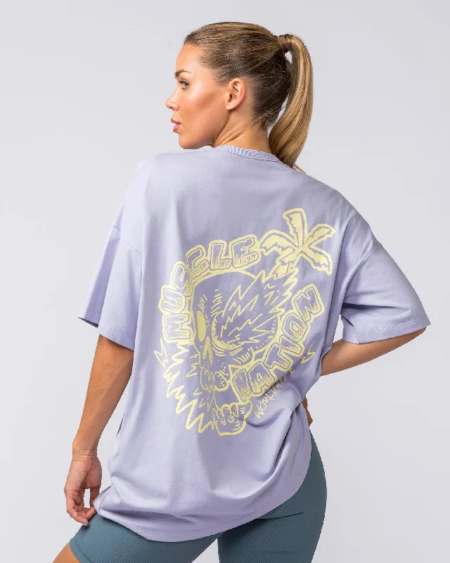 Womens Palmy Days Oversized Tee - Pale Purple