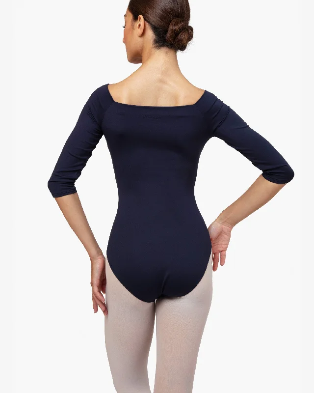 3/4 sleeve leotard-  Bleu Nuit - new color