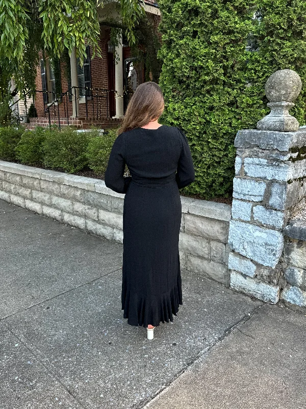 Gabriella Wrap Maxi Dress in Black