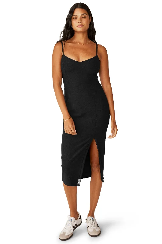 ALLURE SPACEDYE MIDI DRESS DARKEST NIGHT