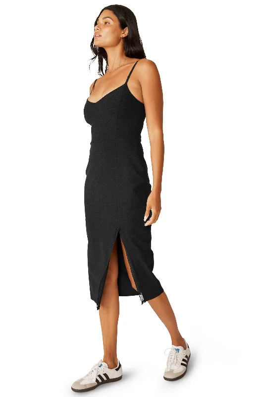 ALLURE SPACEDYE MIDI DRESS DARKEST NIGHT