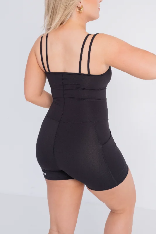 Strappy Pocket Bodysuit - Black