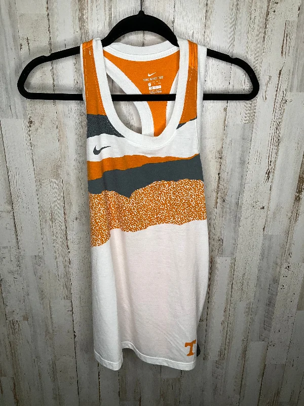 Athletic Tank Top By Nike In Orange & White, Size: S