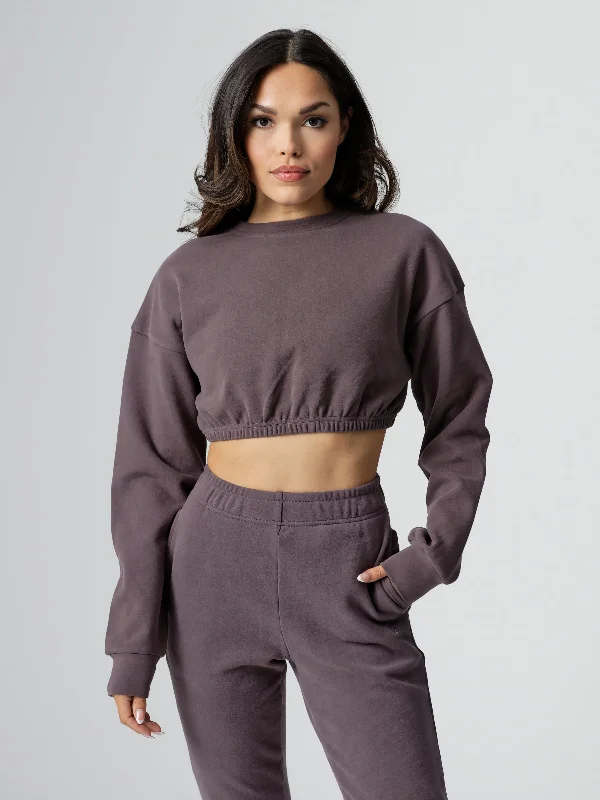 Cloud Long Sleeve Crop - Almost Grey