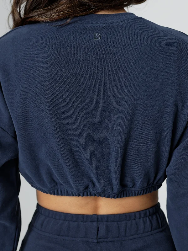 Cloud Long Sleeve Crop - Navy