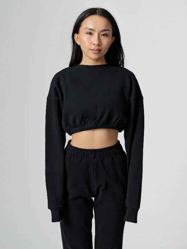 Cloud Long Sleeve Crop - Onyx Black