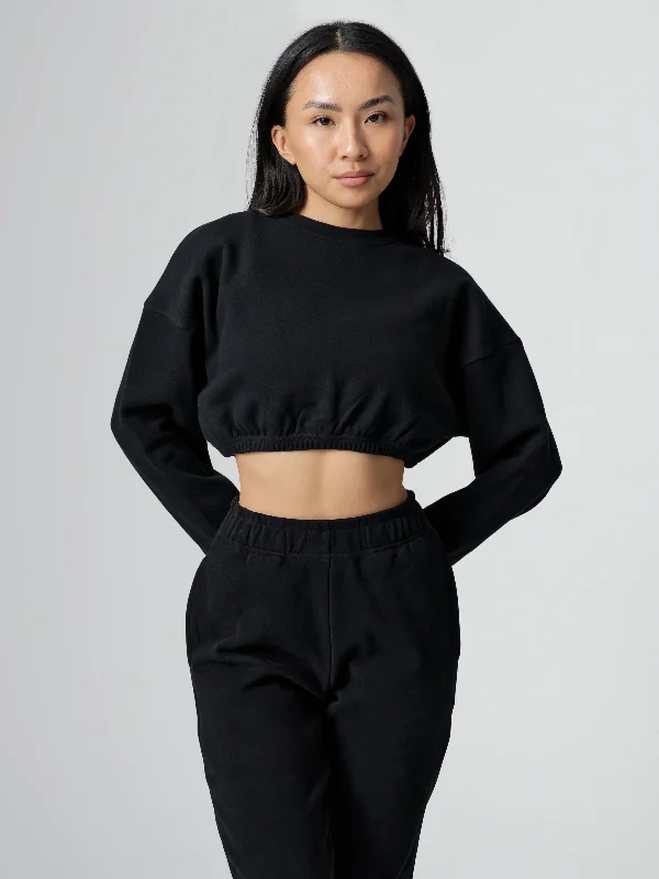 Cloud Long Sleeve Crop - Onyx Black