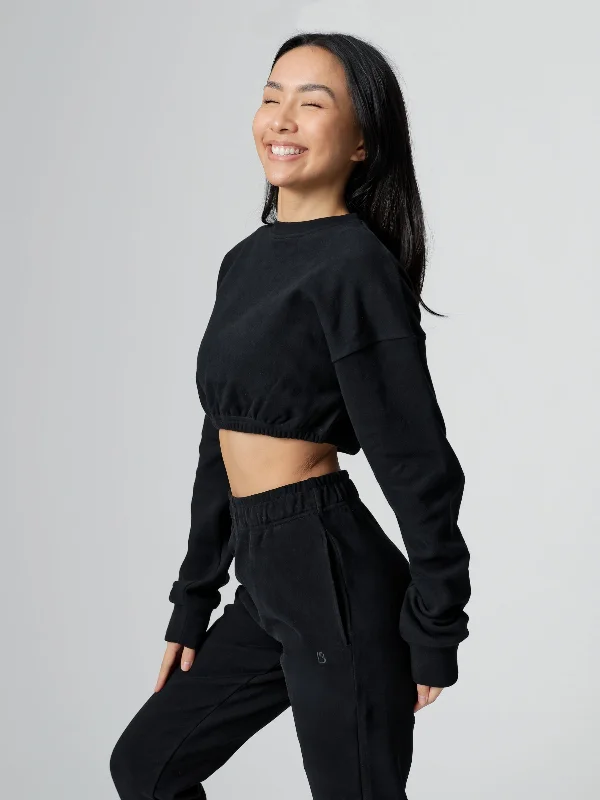 Cloud Long Sleeve Crop - Onyx Black