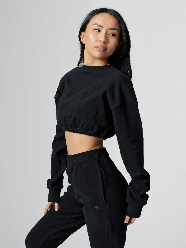 Cloud Long Sleeve Crop - Onyx Black