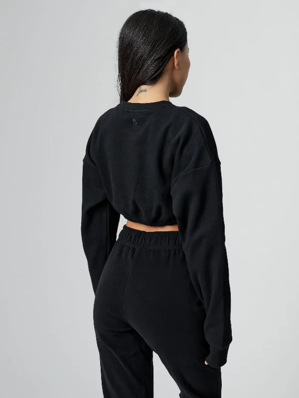 Cloud Long Sleeve Crop - Onyx Black