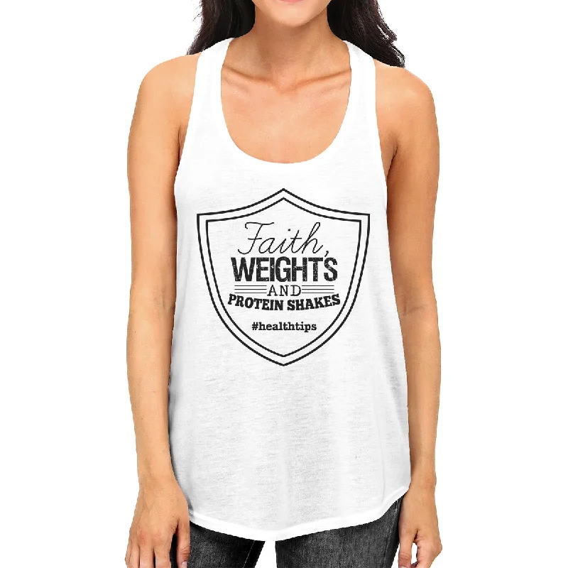 Faith Weights Womens Cute Fitness Tank Top Funny Gym Friends Gifts