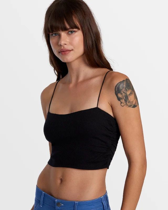 Lexi Wide Rib Fitted Tank Top - Rvca Black