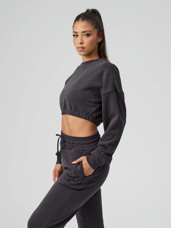 Luxe Long Sleeve Crop - Black