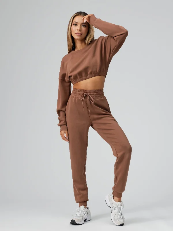 Luxe Long Sleeve Crop - Cocoa