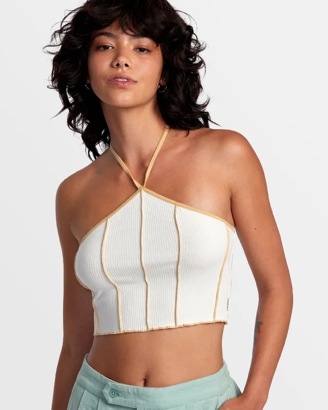 Piper Halter Crop Top - Latte