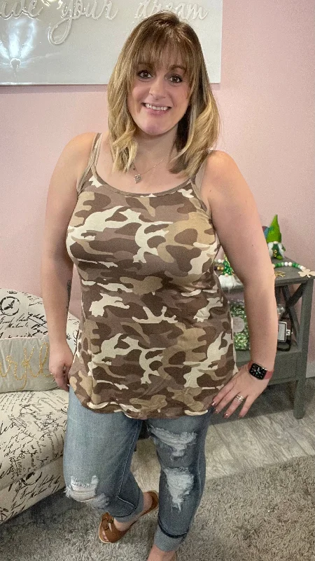 Reversible Camouflage Spaghetti Strap Tank Top