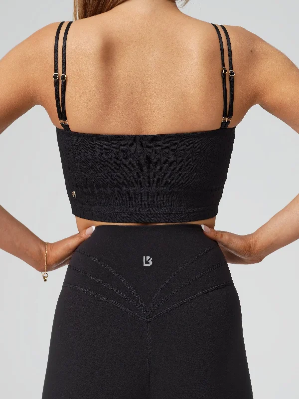 Scarab Jacquard Crop - Onyx Black