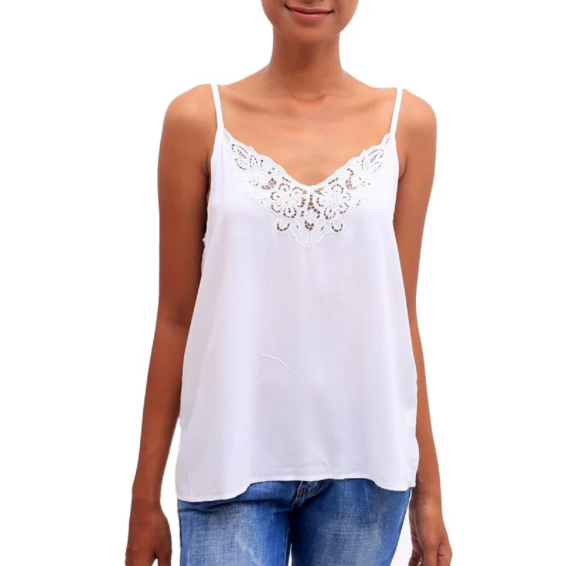 Snow White Kerawang White Rayon Tank Top