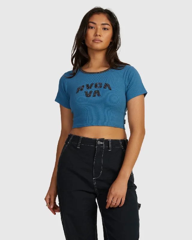 Strange Times Half Baby Tee Knit - Cool Blue