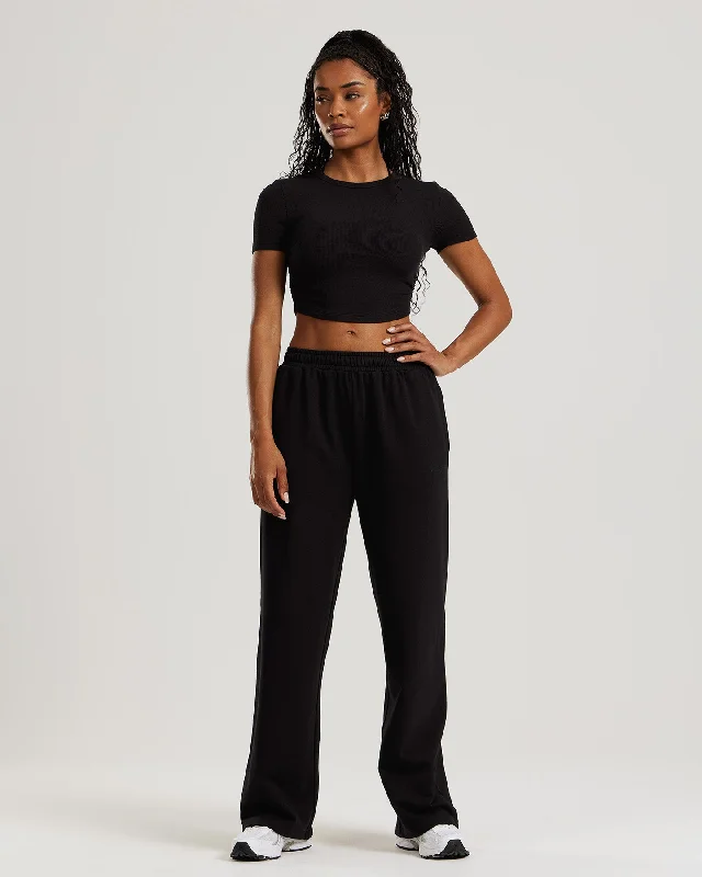 Comfort Ribbed Cropped T-Shirt | Black