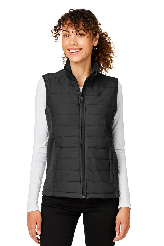 Devon & Jones Womens New Classics Charleston Hybrid Full Zip Vest - Black Melange/Black