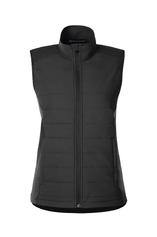 Devon & Jones Womens New Classics Charleston Hybrid Full Zip Vest - Black Melange/Black