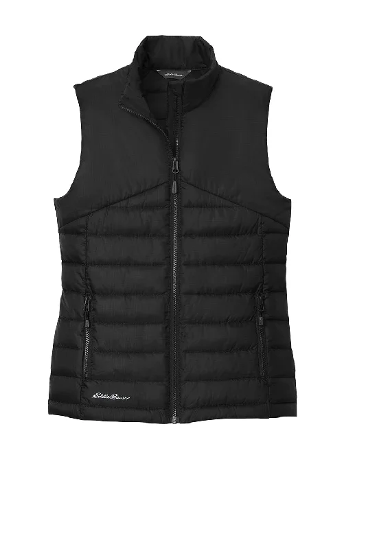 Eddie Bauer Womens Water Resistant Quilted Full Zip Vest - Deep Black