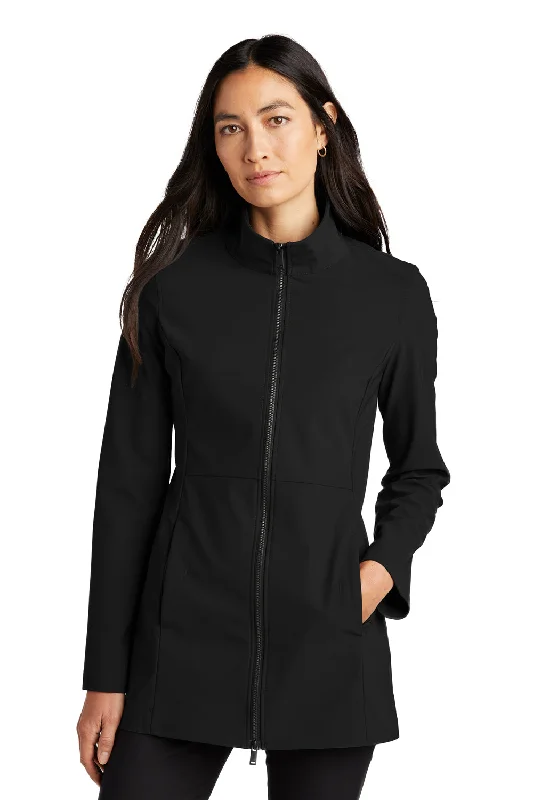 Mercer+Mettle Womens Faille Waterproof Full Zip Soft Shell Jacket - Deep Black