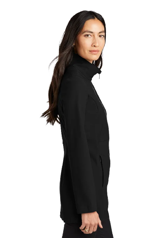 Mercer+Mettle Womens Faille Waterproof Full Zip Soft Shell Jacket - Deep Black